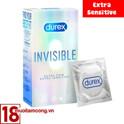 Hình ảnh bao cao su Durex Invisible Sensitive hộp 12 bao, siêu mỏng
