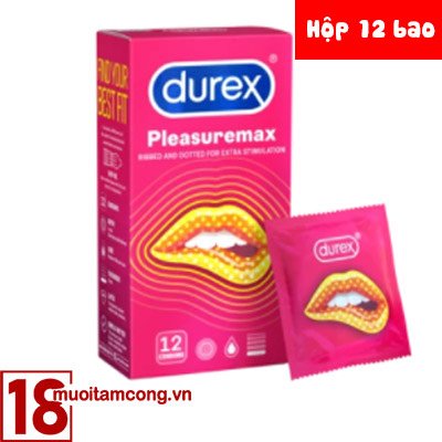 Durex Pleasuremax size 56mm có gân gai, hương dâu