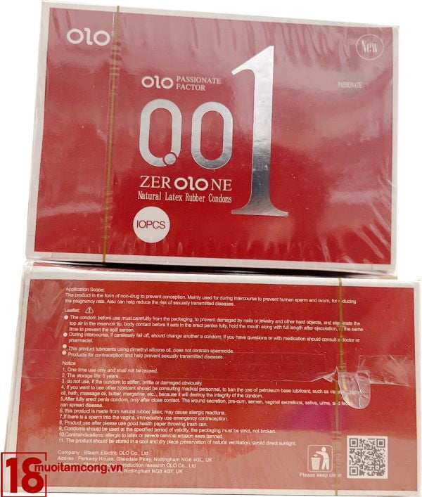 Bao cao su Olo phiên bản quốc tế với chữ tiếng Anh và được sản xuất tại Anh (UK)